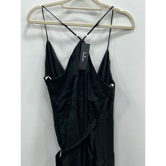 NWT Lulus Womens Fun Affair Wrap Dress Fringe Trim Embroidered Boho Black Size S - Picture 5 of 14